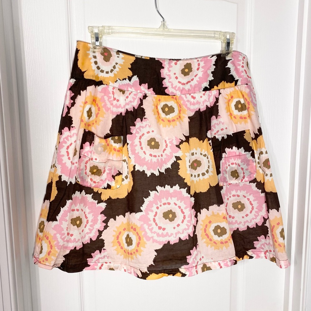 Y2K Madison Floral Drop Waist A-line Knee Length Skirt Front Pockets Size XL